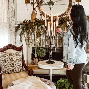 13 Taper Candle Black Iron Candelabra