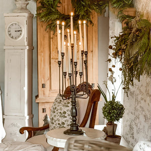 13 Taper Candle Black Iron Candelabra