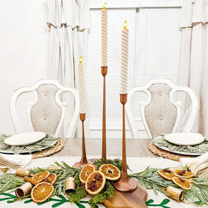 Copper Finish Cast Iron Taper Candle Holders, Set of Three