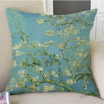 Canvas Throw Pillow Cover Famous Oil Painting Art Self Portrait Sunflower Starry Night Gallery Art Decoration Pillow Case Linen Cushion Cover Canvas Throw Pillow Cover Case for Couch Sofa Home Decoration Famous Picture Print 44x44cm