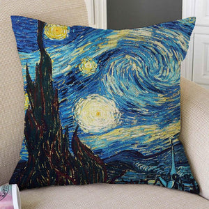 Canvas Throw Pillow Cover Famous Oil Painting Art Self Portrait Sunflower Starry Night Gallery Art Decoration Pillow Case Linen Cushion Cover Canvas Throw Pillow Cover Case for Couch Sofa Home Decoration Famous Picture Print 44x44cm