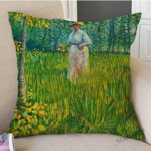 Canvas Throw Pillow Cover Famous Oil Painting Art Self Portrait Sunflower Starry Night Gallery Art Decoration Pillow Case Linen Cushion Cover Canvas Throw Pillow Cover Case for Couch Sofa Home Decoration Famous Picture Print 44x44cm