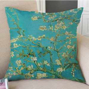 Canvas Throw Pillow Cover Famous Oil Painting Art Self Portrait Sunflower Starry Night Gallery Art Decoration Pillow Case Linen Cushion Cover Canvas Throw Pillow Cover Case for Couch Sofa Home Decoration Famous Picture Print 44x44cm