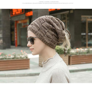 Caps Warmer Bonnet Casual Cap Winter Beanie Hats Hat winter hat Bobble Hat Winter Balaclava Women Bandana Baotou Cap Scarf Warm Thick Beanie Skellies Women Girls Cable Knit Soft Cute Beanie with Ears Detachable Pompom Fur Hat Girls