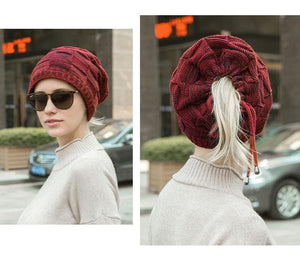 Caps Warmer Bonnet Casual Cap Winter Beanie Hats Hat winter hat Bobble Hat Winter Balaclava Women Bandana Baotou Cap Scarf Warm Thick Beanie Skellies Women Girls Cable Knit Soft Cute Beanie with Ears Detachable Pompom Fur Hat Girls