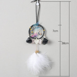 Car Interior Rear-view Mirror Hanging Decor  Small Dream Catcher Boho Nature Feather Home Decor Handmade Grids Nature Feather Car Charms Pendant Accessories Gift