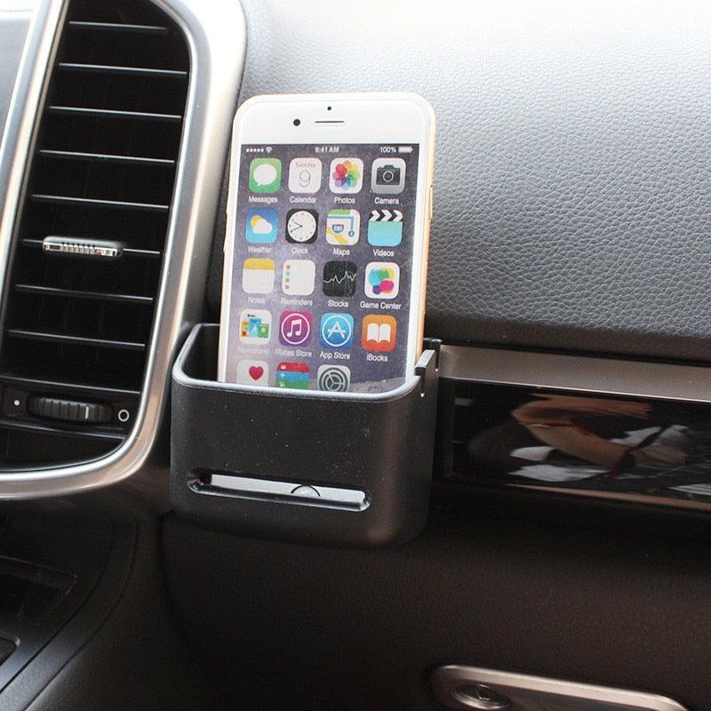 Car Storage Box For Coin Card Mobile Phone Holder Auto Interior Supplies Sundries Bracket Soft PVC Car Organizer Car Air Vent Storage Bag Organizer Pocket Sunglass Holder Car Mount Phone Holder Coin Key Card Case Organizer With Hook