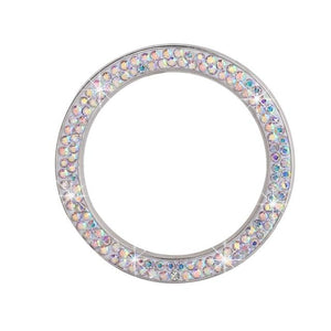 Cars One-Key Engine Start Stop Ignition Push Button Switch Cover Decorative Rhinestone Diamond Crystal Ring Car Parts Push to Start Button Cover Crystal Rhinestone Car Ring Emblem Sticker Bling Accessories for Women