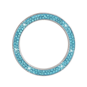Cars One-Key Engine Start Stop Ignition Push Button Switch Cover Decorative Rhinestone Diamond Crystal Ring Car Parts Push to Start Button Cover Crystal Rhinestone Car Ring Emblem Sticker Bling Accessories for Women