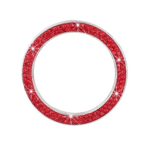 Cars One-Key Engine Start Stop Ignition Push Button Switch Cover Decorative Rhinestone Diamond Crystal Ring Car Parts Push to Start Button Cover Crystal Rhinestone Car Ring Emblem Sticker Bling Accessories for Women