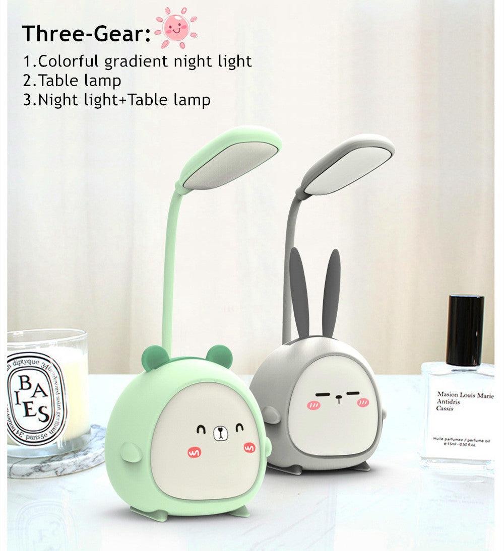Cartoon Desk Lamp Eye Protection Energy-saving Reading Lamp USB Charging Sleeping Night Light LED Table Lamp for Kids Cute Study Lamps for Bedroom Décor
