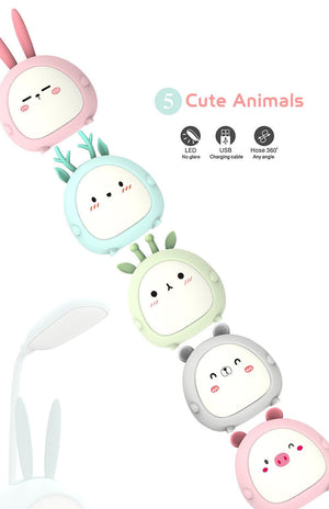 Cartoon Desk Lamp Eye Protection Energy-saving Reading Lamp USB Charging Sleeping Night Light LED Table Lamp for Kids Cute Study Lamps for Bedroom Décor