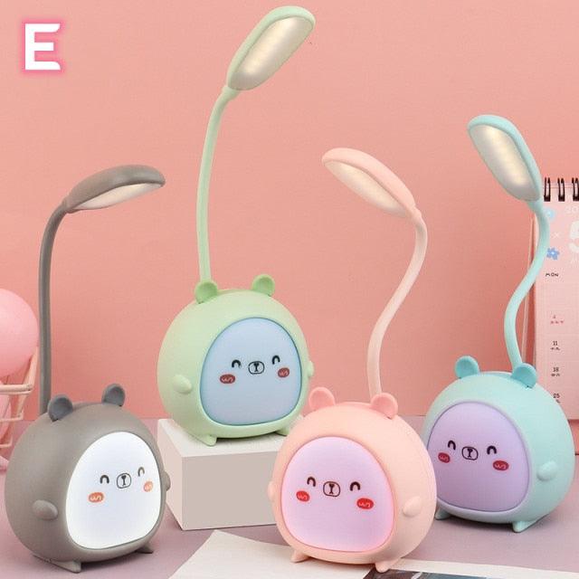 Cartoon Desk Lamp Eye Protection Energy-saving Reading Lamp USB Charging Sleeping Night Light LED Table Lamp for Kids Cute Study Lamps for Bedroom Décor