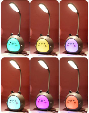 Cartoon Desk Lamp Eye Protection Energy-saving Reading Lamp USB Charging Sleeping Night Light LED Table Lamp for Kids Cute Study Lamps for Bedroom Décor