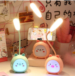 Cartoon Desk Lamp Eye Protection Energy-saving Reading Lamp USB Charging Sleeping Night Light LED Table Lamp for Kids Cute Study Lamps for Bedroom Décor
