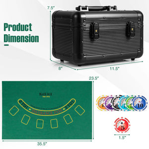 Casino Poker Chips with 600 Pieces Chips Texas Holdem Poker Chip Set-Black