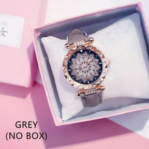 Casual Women Romantic Starry Sky Wrist Watch Bracelet Leather Rhinestone Designer Simple Dress Women's Watches Women Starry Sky PU Leather Strap Quartz Wristwatches For Woman Girls Teenagers