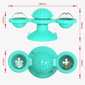 Cat Windmill Toy Funny Massage Rotatable Cat Toys With Catnip LED Ball Teeth Cleaning Pet Newest Windmill Cat Toy with LED and Catnip Ball Cat Turntable Teasing Interactive Toy with a Suction Cup Base Can be Cleaned Rotary Massage Tickle Anti-bite Toy
