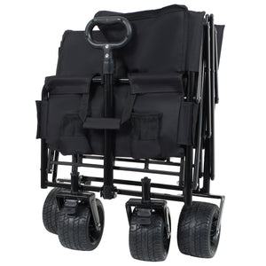 3-in-1 Convertible Folding Wagon Cart with Bench Seat & Storage
