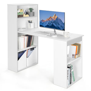 Computer Desk Writing Workstation Office with 6-Tier Storage Shelves-Black