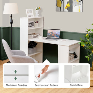 Computer Desk Writing Workstation Office with 6-Tier Storage Shelves-Black