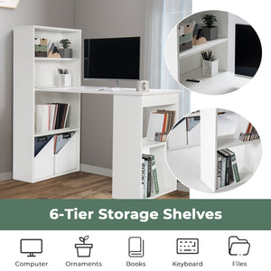 Computer Desk Writing Workstation Office with 6-Tier Storage Shelves-Black