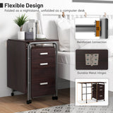 Folding Computer Laptop Desk Wheeled Home Office Furniture-Natural