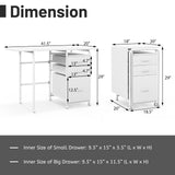 Home Office Folding Computer Laptop Desk Wheeled with 3 Drawers-White