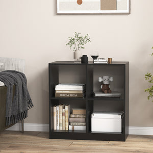 4-Cube Kids Bookcase with Open Shelves-Black
