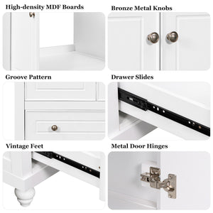 Bathroom Vanity Without Sink, Base Only, Cabinet With Doors And Drawer, Solid Frame And MDF Board - White by Couch.com