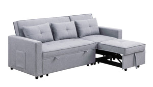 Zoey - Linen Convertible Sleeper Sofa With Side Pocket by Couch.com