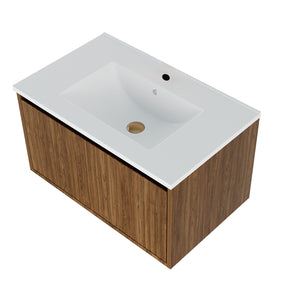 Wall Mounted Floating Bathroom Vanity With Sink and Drawers