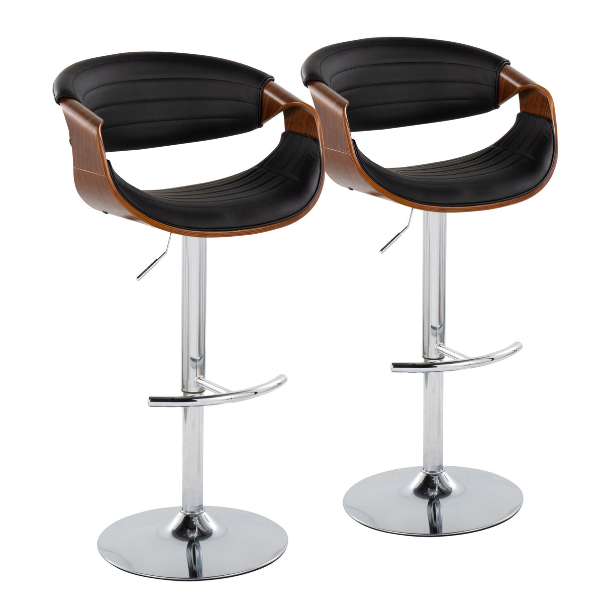 Symphony - Mid Century Modern Adjustable Barstool & Swivel With Rounded T Footrest (Set of 2) by Couch.com