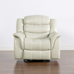 Couch.com Rover Swivel Glider Push Back Manual Recliner Arm Chair Parchment Cream Off-White, Faux Leather Construction, White Finish by Couch.com