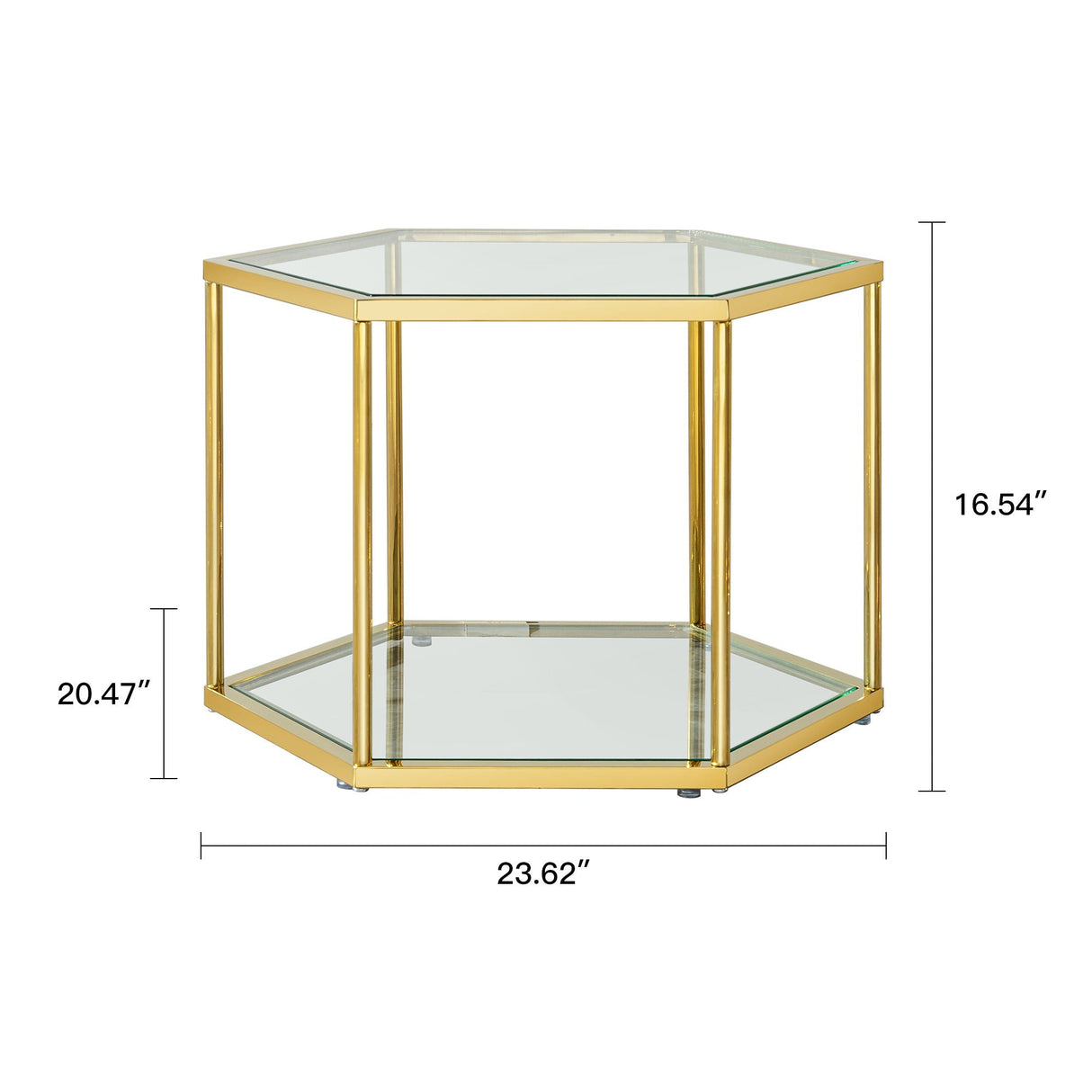 Modern Coffee Table With Double Layer Tempered Glass And Polygonal Design by Couch.com