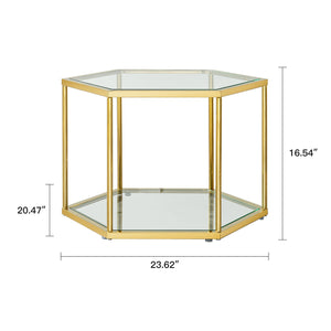 Modern Coffee Table With Double Layer Tempered Glass And Polygonal Design by Couch.com