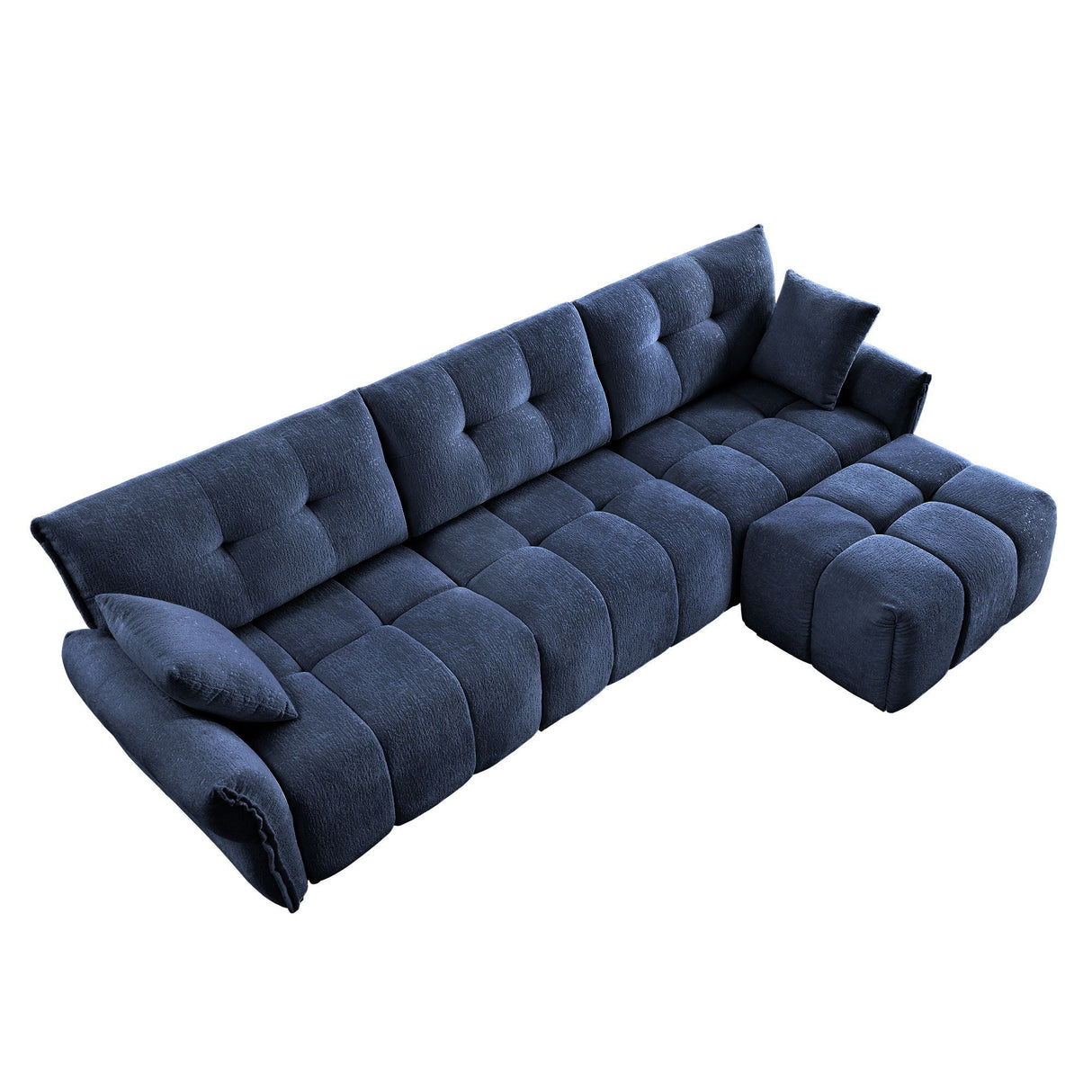 Elegant Sofa Set With Ottoman And Pillows, Textured Chenille, High Resilience Cushions by Couch.com