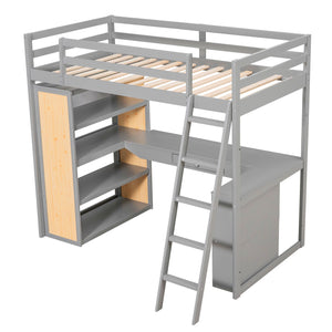 Loft Bed With Ladder, Shelves, And Desk by Couch.com