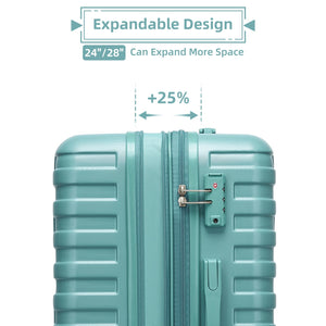 Luggage Sets 6 Piece with Duffel Bags Hardside Expandable Suitcases Misty Blue