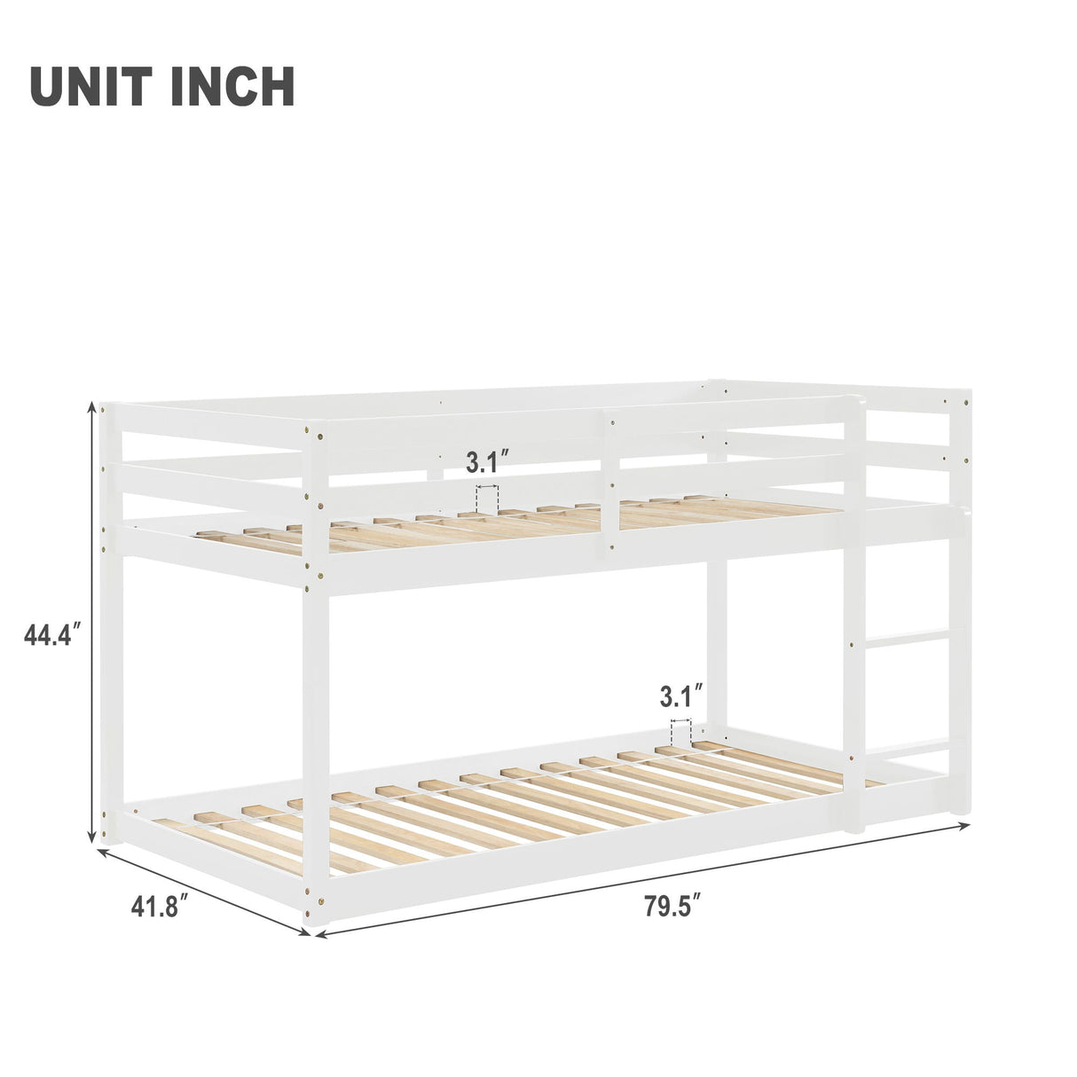Twin Over Twin Floor Bunk Bed by Couch.com