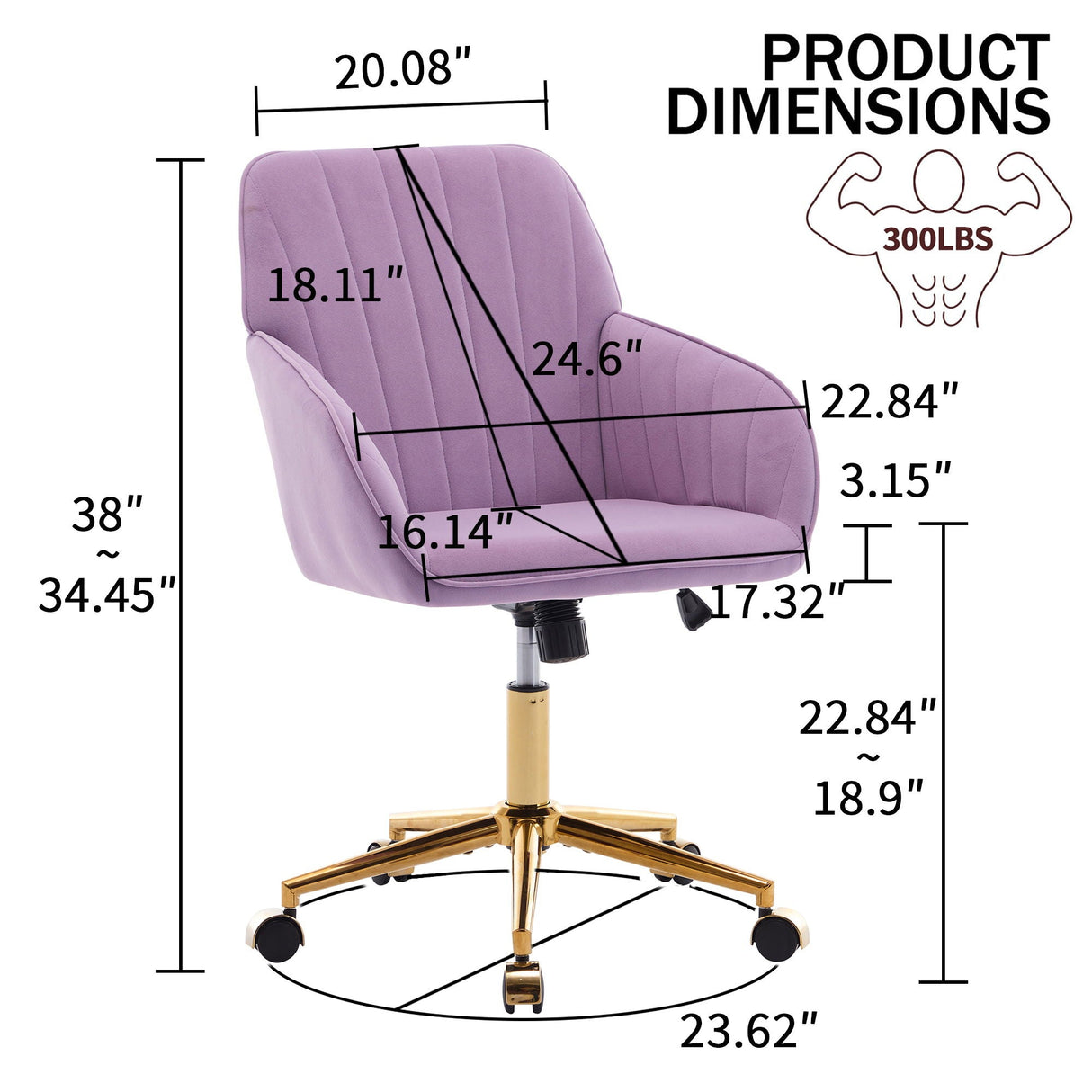 Adjustable Ergonomic Swivel Office Chair by Couch.com