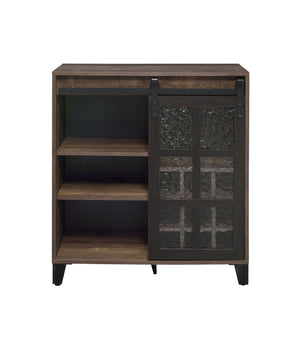 Treju Obscure - Glass, Rustic Wine Cabinet - Black / Oak by Couch.com