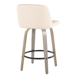 Toriano - Contemporary Fixed Height Counter Stool With Swivel & Round Footrest (Set of 2) by Couch.com