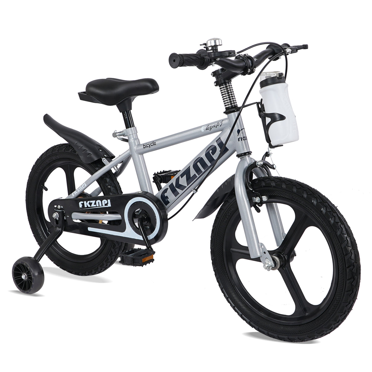 FKZNPJ Kids Bike 18 Inch – High Carbon Steel Frame, Magnesium Alloy Wheels, Training Wheels with Night Glow, Adjustable Seat, Water Bottle – Girls & Boys Bicycle Ages 3-9, Toddler Bike