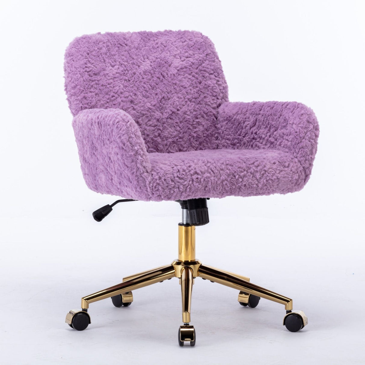 Office Chair, Artificial Rabbit Hair Home Office Chair With Golden Metal Base, Adjustable Desk Chair Swivel Office Chair, Vanity Chair by Couch.com