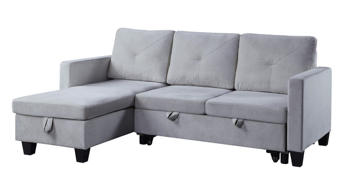 Nova - Velvet Reversible Sleeper Sectional Sofa With Storage Chaise by Couch.com