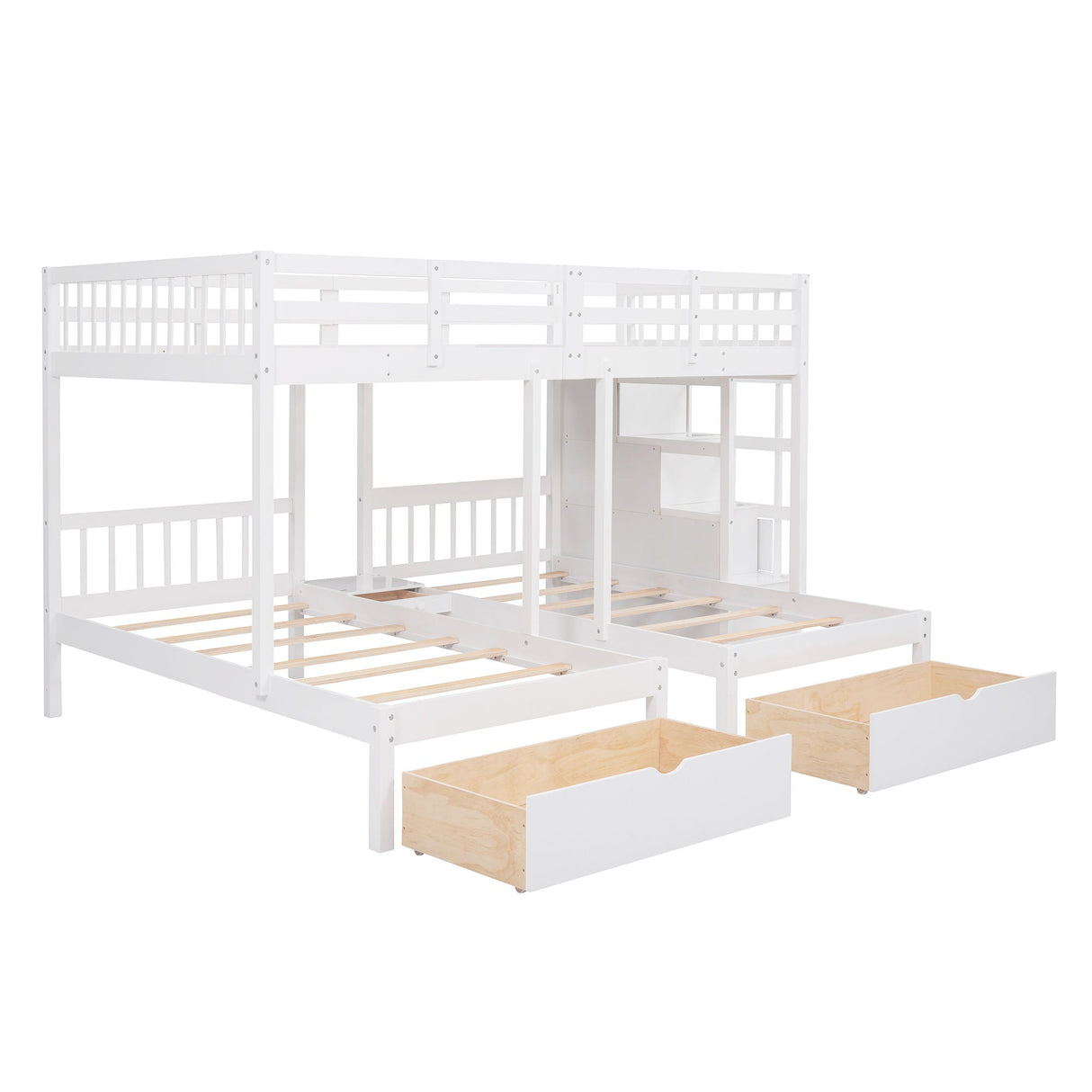 Multifunctional Triple Bunk Bed With Drawers And Guardrails by Couch.com