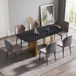 Modern Artificial Stone Dining Table, Can Accommodate 6-8 People - Black by Couch.com