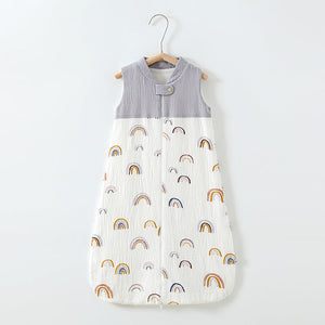 Baby Sleeping Bag Double Layer Patchwork Stand-up Collar Gauze Waistcoat Sleeping Bag