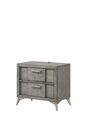 2 Drawer Night Bookmatched Veneers - Gray by Couch.com